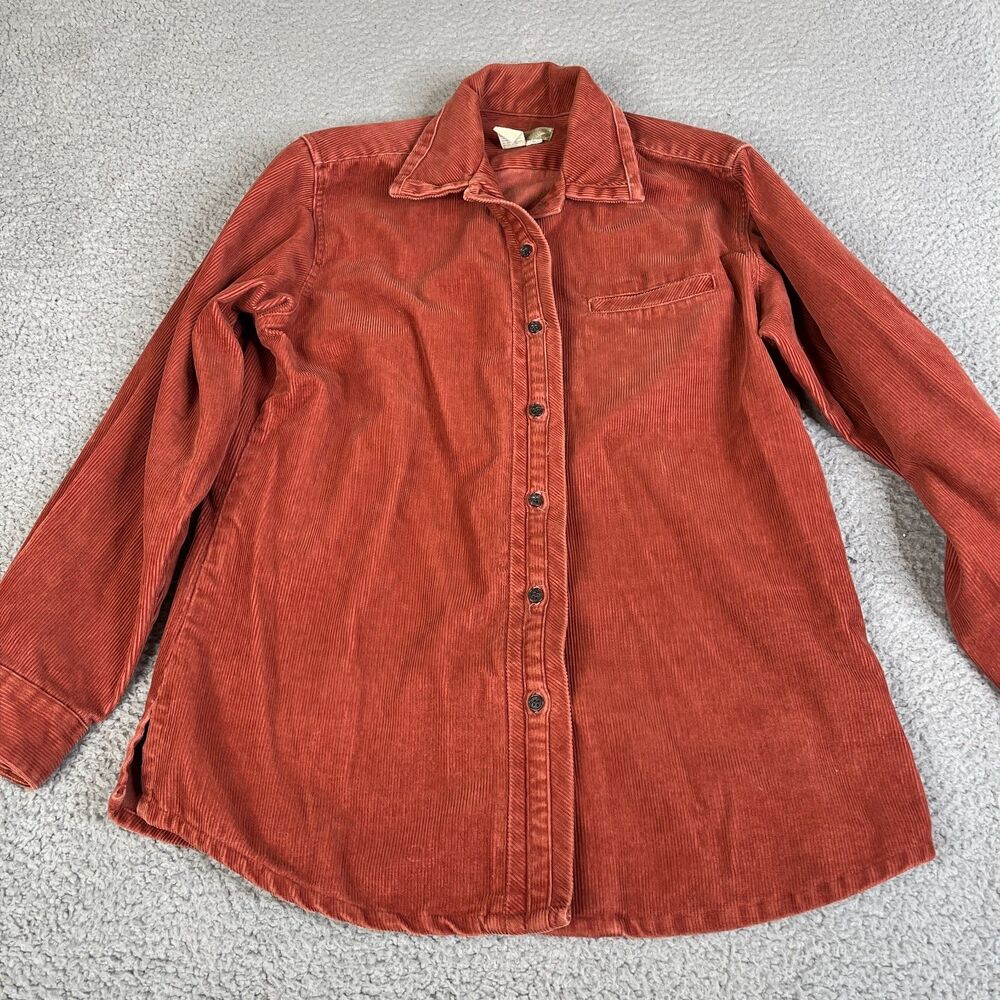 TERRITORY AHEAD Corduroy Shirt Women S Rust Long Sleeve Pocket Winter Autumn VTG